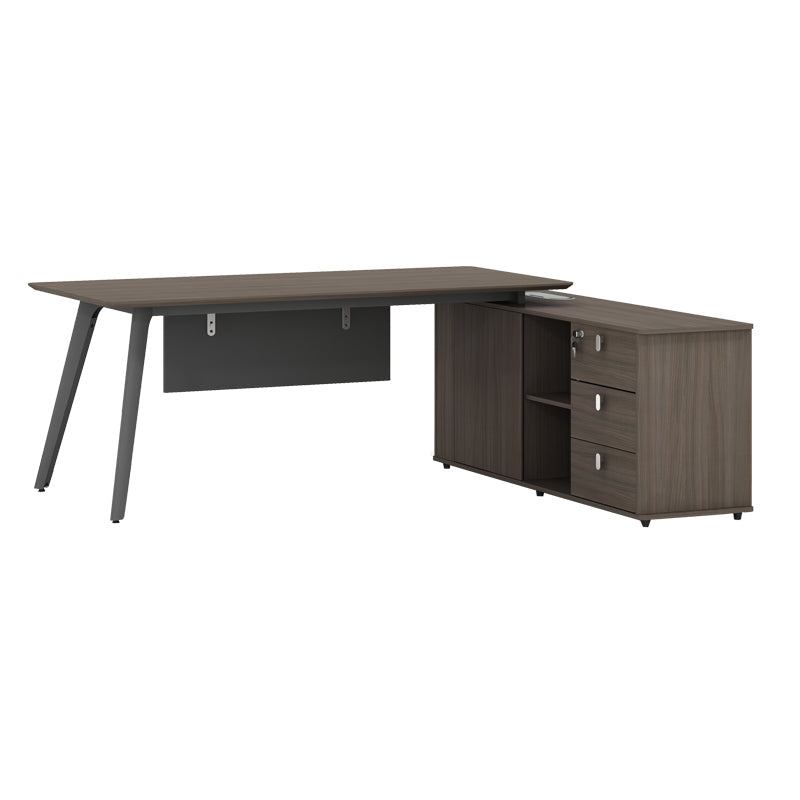 Birou reversibil profesional Denith, Gri nuc, 200x160x75 cm