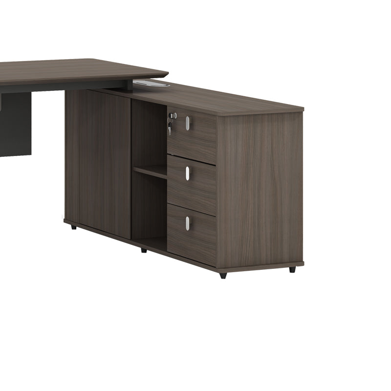 Birou reversibil profesional Denith, Gri nuc, 200x160x75 cm