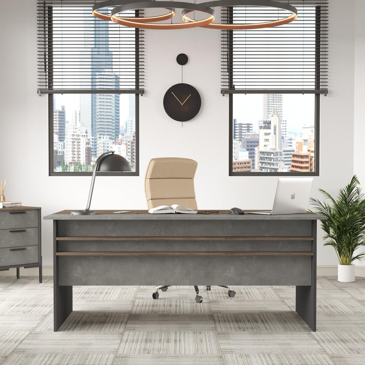 Birou Sartoria Lung, Gri Maro, 180x75x90 cm