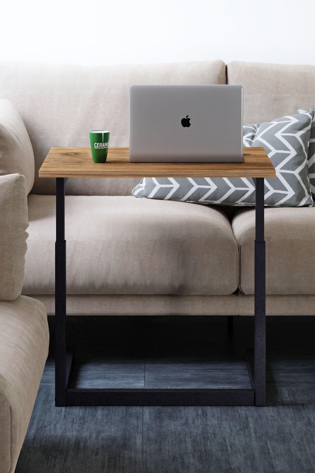 Birou Smart Home Laptop Reglabil, Latte, Natur, 40x60x43-73 cm