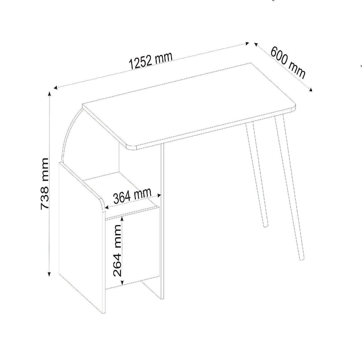 Birou Suave cu Rollbox Design Elegant, Nuc, 125x74x60 cm