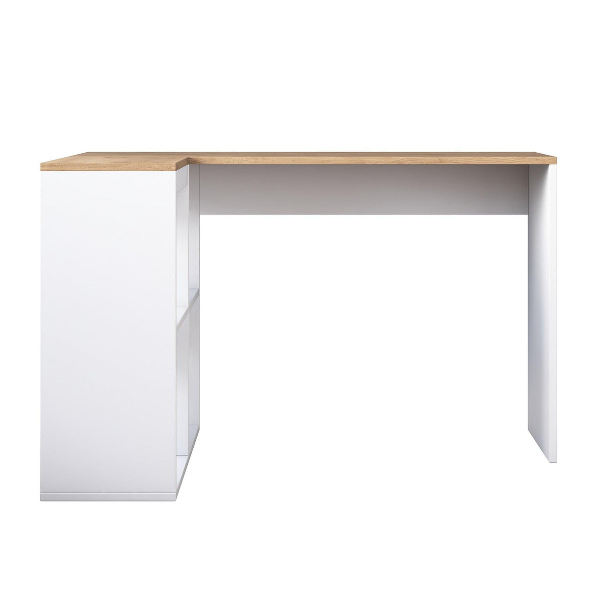 Birou Tip L Yusuf, Alb - Stejar, 120x75x50 cm
