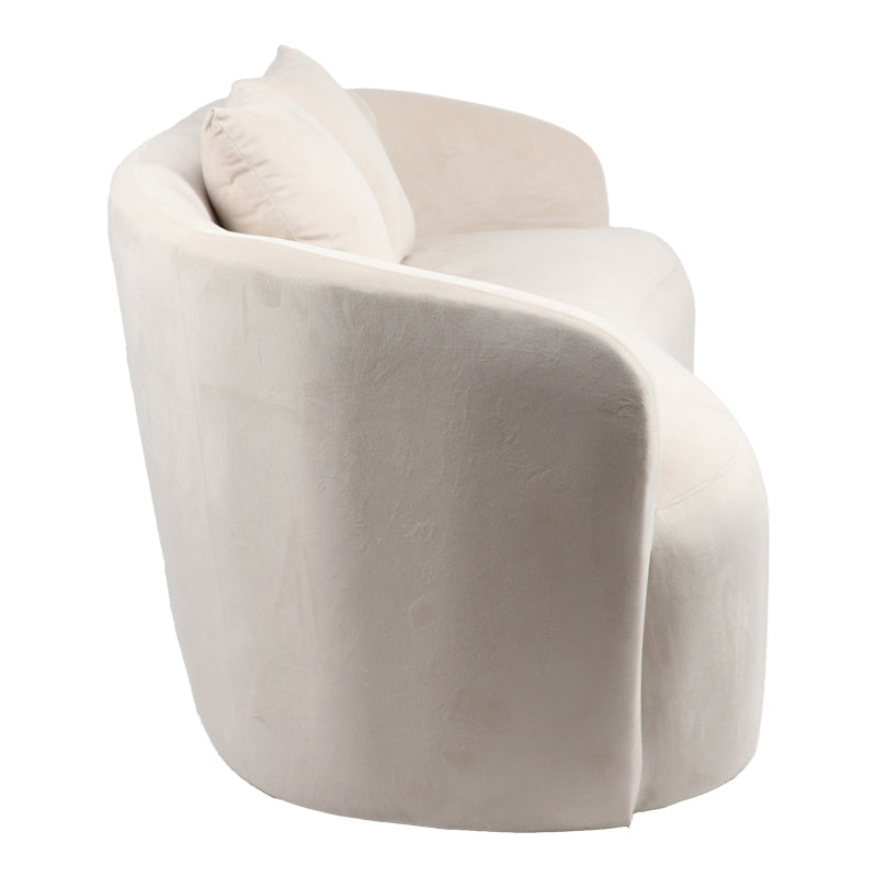 Canapea 2 locuri Raini cu perne catifea, crem, 178x82x68 cm