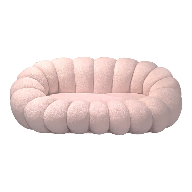 Canapea cu funcție Embrace, Țesătură bouclé, Bej - Roz, 180x105x65 cm - Roz