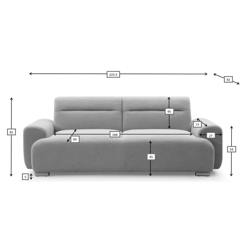 Canapea cu trei locuri Harmonious boucle, bej, 224x92x81 cm