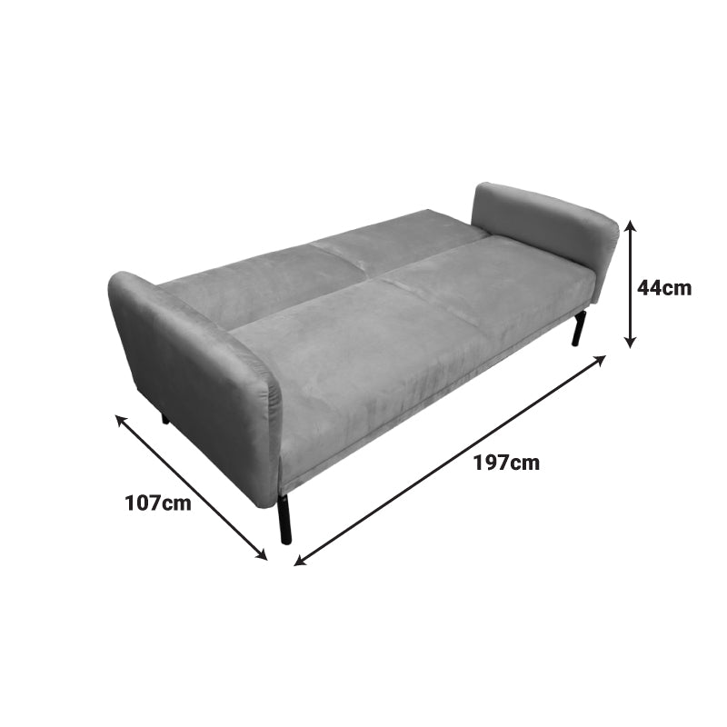 Canapea extensibilă 3 locuri Veluto, catifea, Diverse culori, 197x85x83 cm - Bej - Gri | SKU: 035-000119 | Canapea extensibilă 3 locuri Veluto, catifea, 197x85x83 cm, varianta Bej - Gri, produs pentru amenajarea locuinței, disponibil online în România la CasaMob