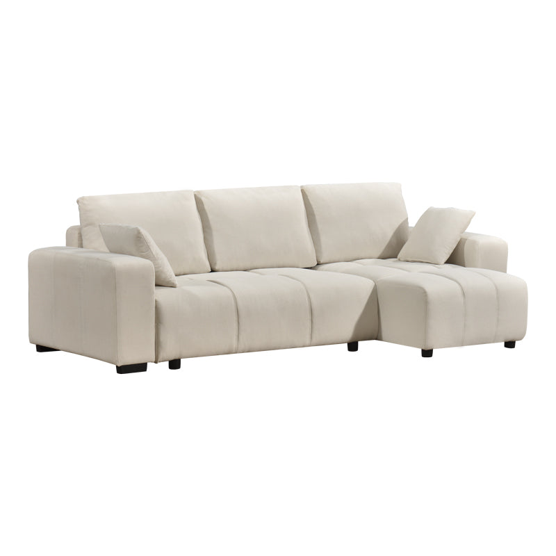 Canapea extensibilă Belda, colț reversibil, cu depozitare, Diverse culori, 246x138x82 cm - Crem | SKU: 389-000017 | Canapea extensibilă Belda, colț reversibil, cu depozitare, 246x138x82 cm, varianta Crem, produs pentru amenajarea locuinței, disponibil online în România la CasaMob