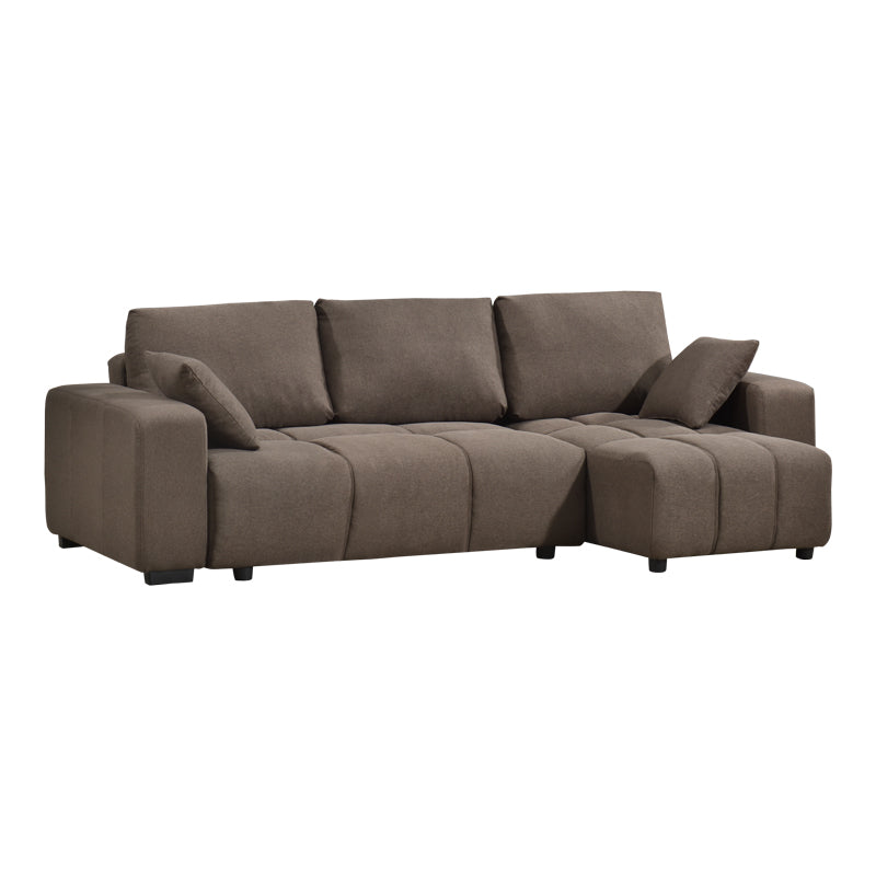 Canapea extensibilă Belda, colț reversibil, cu depozitare, Diverse culori, 246x138x82 cm - Maro | SKU: 389-000018 | Canapea extensibilă Belda, colț reversibil, cu depozitare, 246x138x82 cm, varianta Maro, produs pentru amenajarea locuinței, disponibil online în România la CasaMob