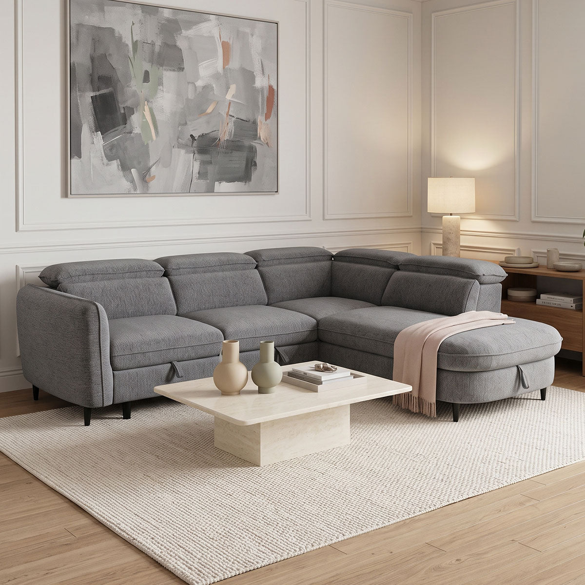 Canapea extensibilă Napia, colț stânga, Diverse culori, 249x210x98 cm - Antracit | SKU: 371-000037 | Canapea extensibilă Napia, colț stânga, 249x210x98 cm, varianta Antracit, produs pentru amenajarea locuinței, disponibil online în România la CasaMob