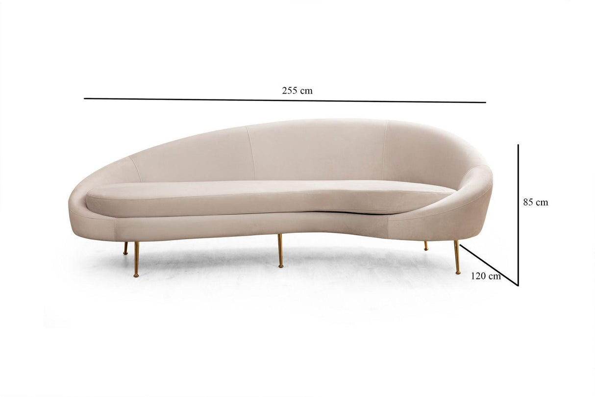 Canapea Fixa cu 3 locuri Eses Stanga - Dreapta, Bej, 255x85x120 cm - Bej - Dreapta