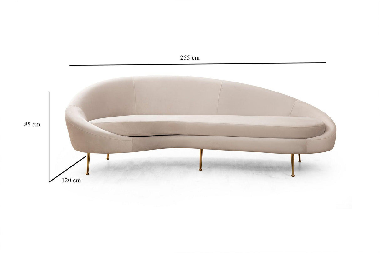 Canapea Fixa cu 3 locuri Eses Stanga - Dreapta, Bej, 255x85x120 cm - Bej - Stanga
