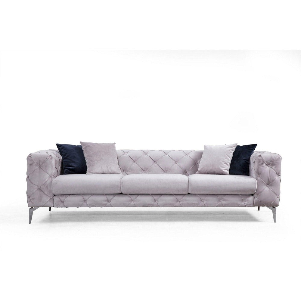 Canapea Fixa cu 3 Locuri Favalli, Chester, Gri deschis, 237x90x73 cm