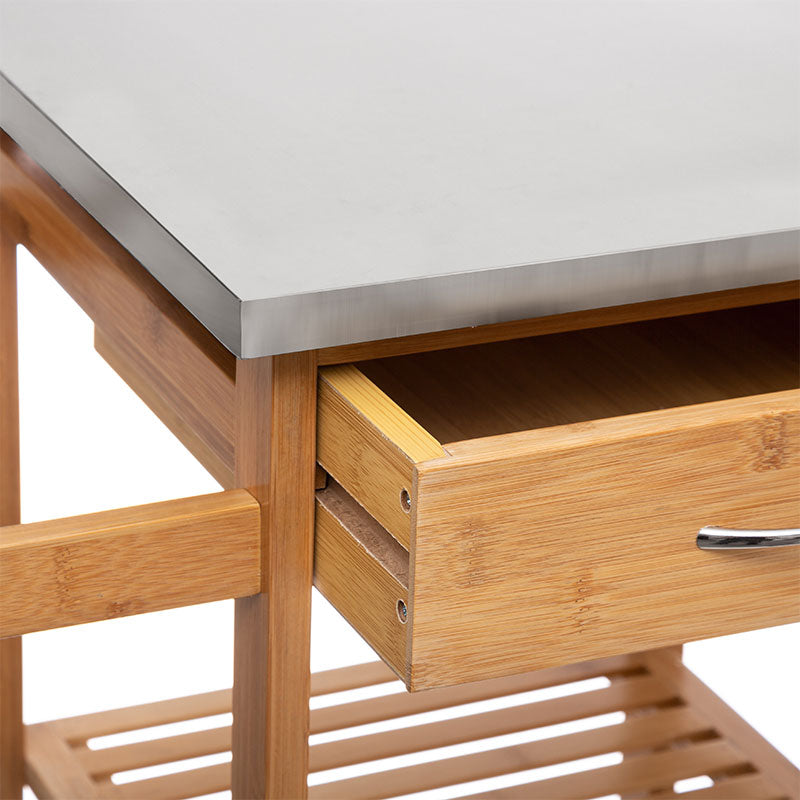 Caruicior cu 7 niveluri Esla bambus, alb Natural, 74x37x86 cm