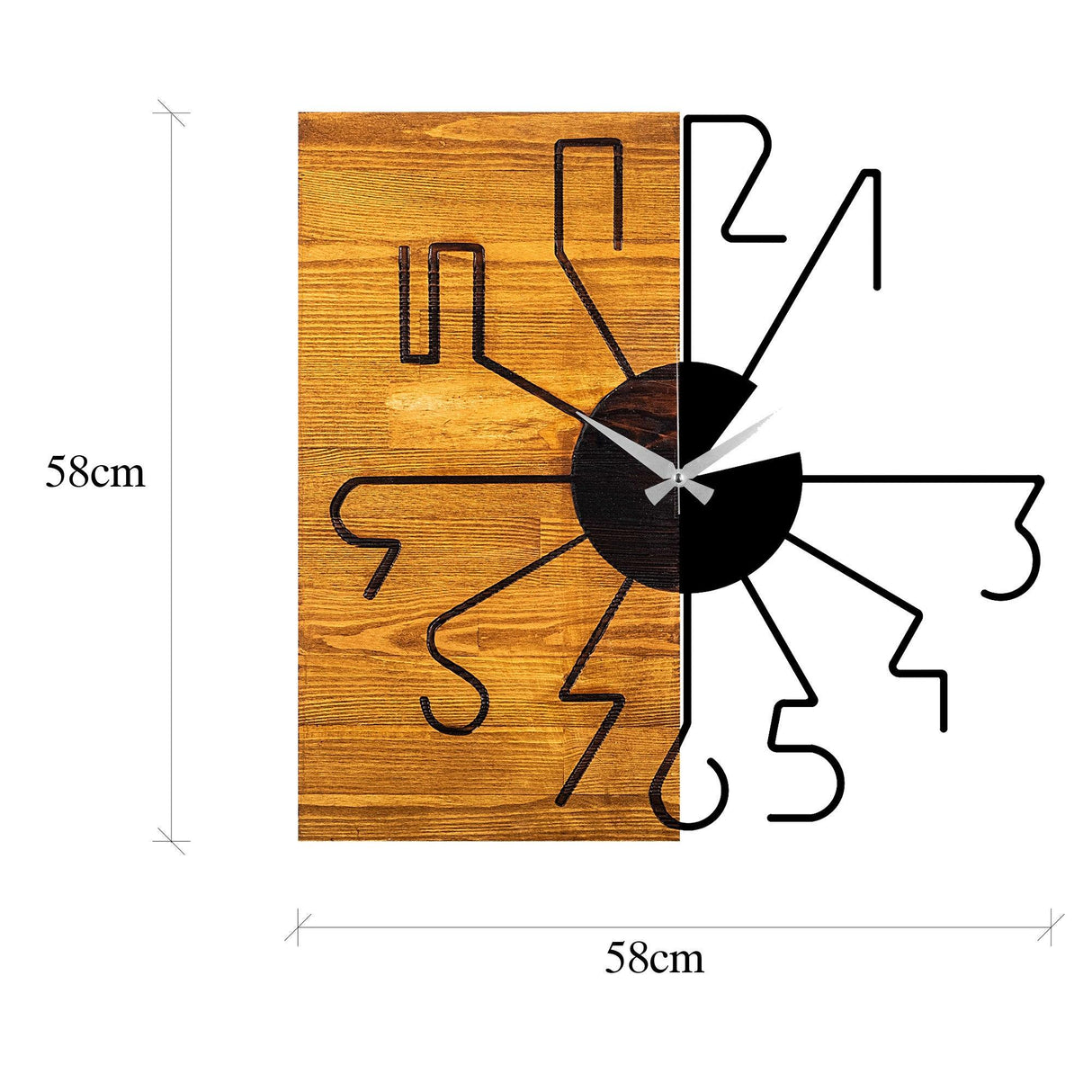 Ceas de perete din lemn Sunny, Nuc, 58x58 cm
