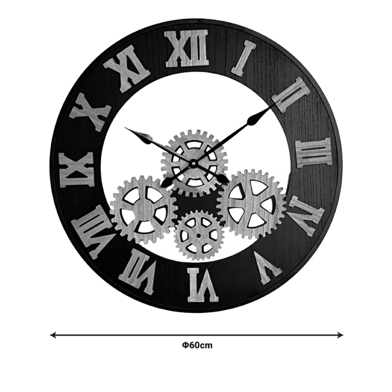 Ceas de perete Graniz metal, neagra, 60x60 cm