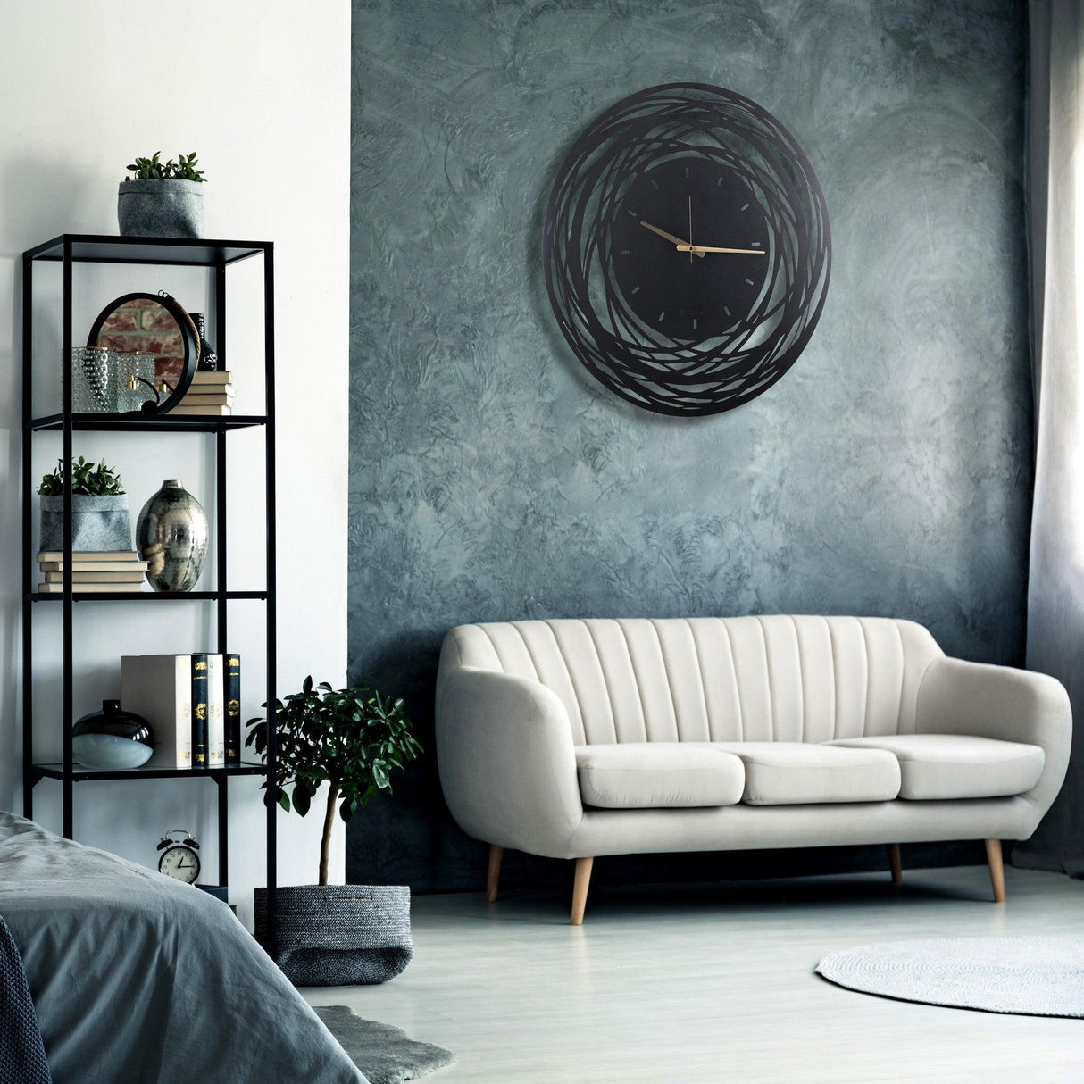 Ceas de perete Timeless Zone, Negru, 50x50 cm