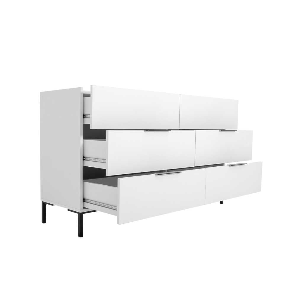 Comoda SFN-1760-DD-1 Home Collection® Oryana, 3 sertare, Alb - Nuc, 140x81x44 cm - Alb | SKU: SFN-1760-DD-1, SFN-1760-OO-1