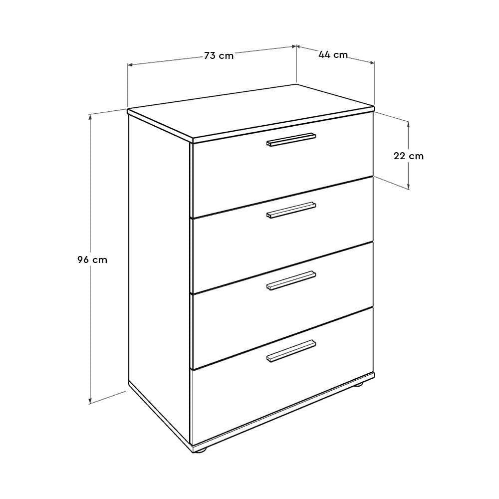 Comoda SFN-540-BB-1 Home Collection® Trendline, 4 sertare, Alb - Nuc, 73x96x44 cm - Alb | SKU: SFN-540-BB-1, SFN-540-OO-1