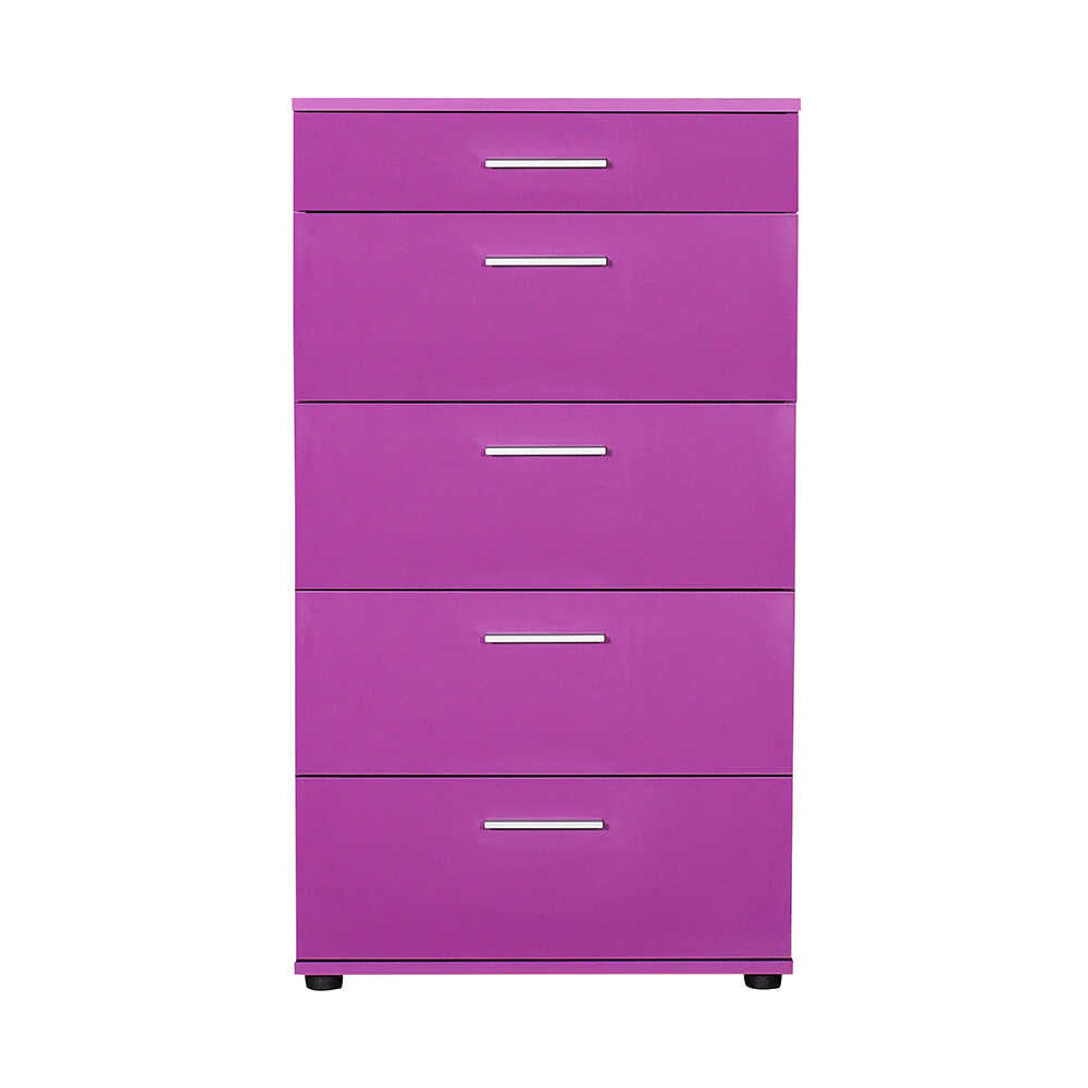 Comoda SFN-550-FF-1 Home Collection® Trendline cu 5 sertare, Alb - Maro - Stejar - Mov, 60x108x44 cm - Mov | SKU: SFN-550-FF-1, SFN-550-BB-1, SFN-550-OO-1, SFN-550-UU-1