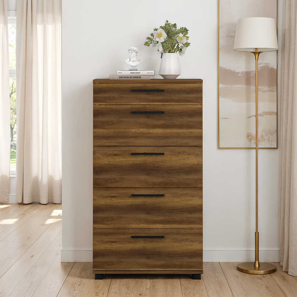 Comoda SFN-550-FF-1 Home Collection® Trendline cu 5 sertare, Alb - Maro - Stejar - Mov, 60x108x44 cm - Maro | SKU: SFN-550-OO-1