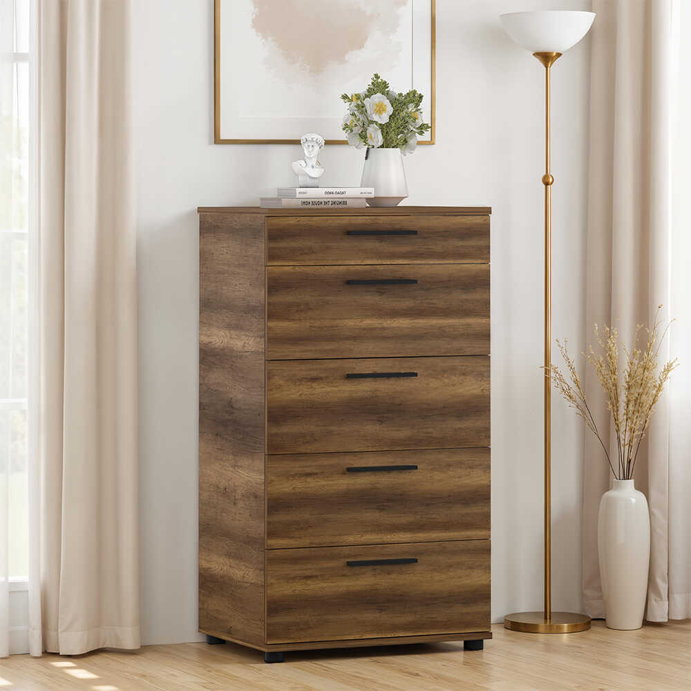 Comoda SFN-550-FF-1 Home Collection® Trendline cu 5 sertare, Alb - Maro - Stejar - Mov, 60x108x44 cm - Maro | SKU: SFN-550-OO-1