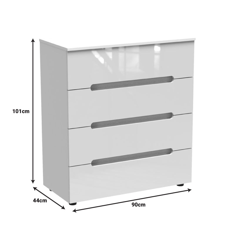 Comoda Afina mdf, alb lucioasa, 90x44x101 cm