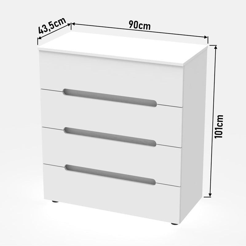 Comoda Afina mdf, alb lucioasa, 90x44x101 cm