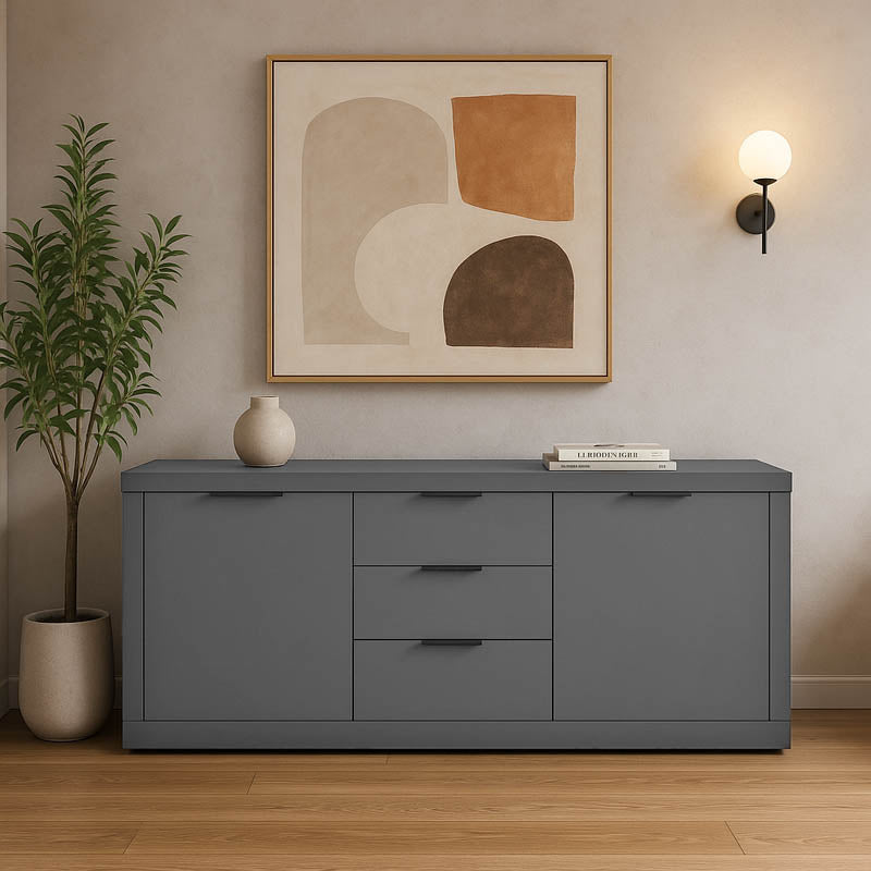 Comoda Doha, Lemn, 180x45x80 cm - Gri