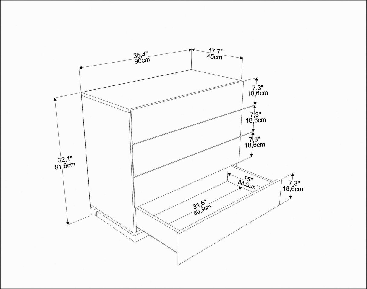 Comoda Evate, Alb, 90x82x45 cm