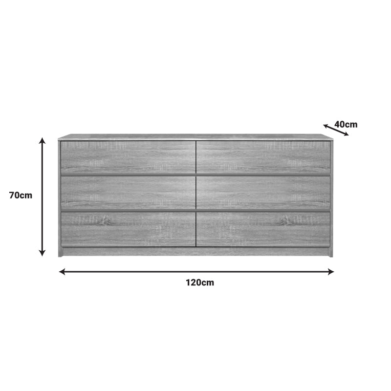 Comoda Kuanger cu sertare, Alb - Stejar, 120x40x70 cm - Stejar