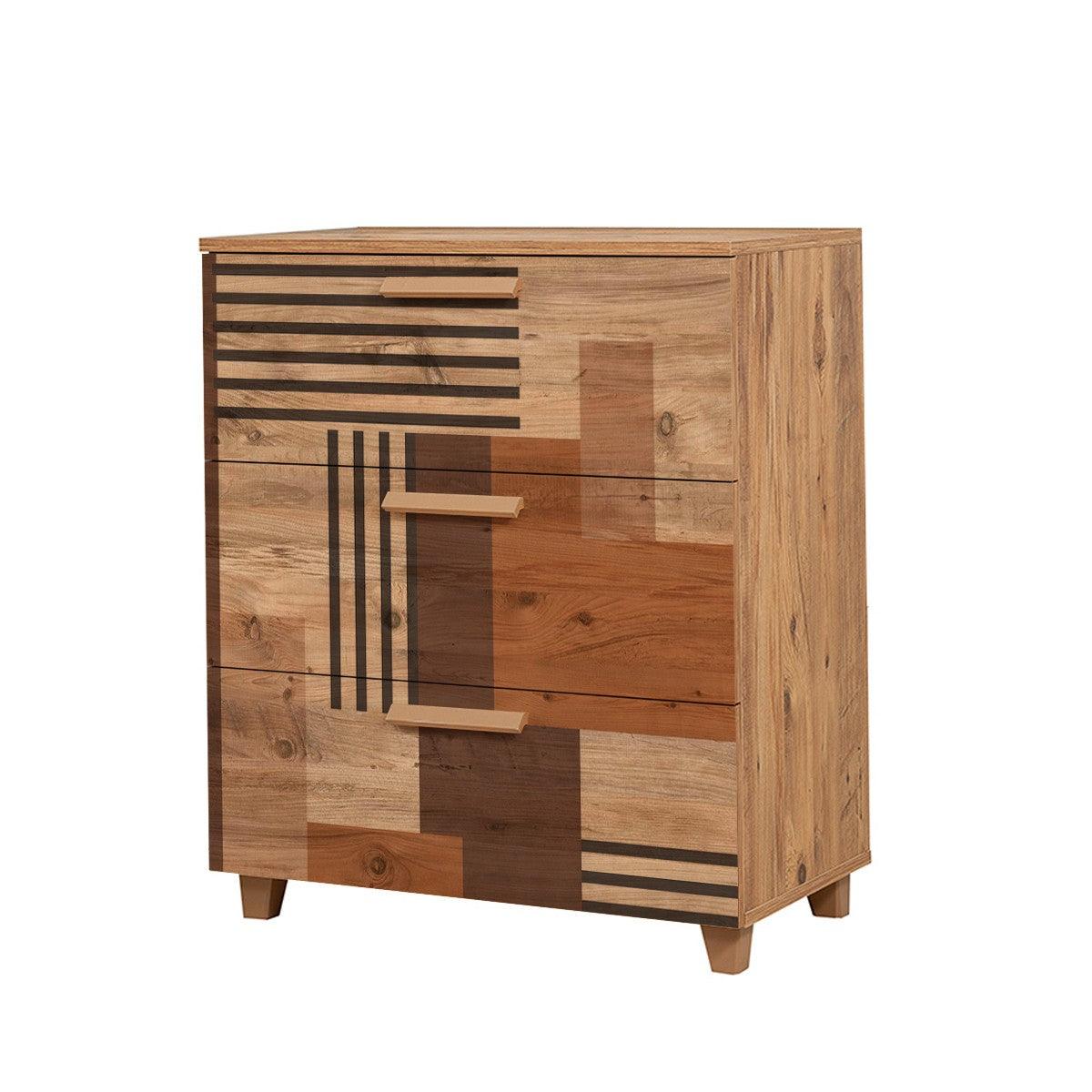 Comoda Leva Gravis Colorblock Dresser, Stejar, 43x95x80 cm - Stejar