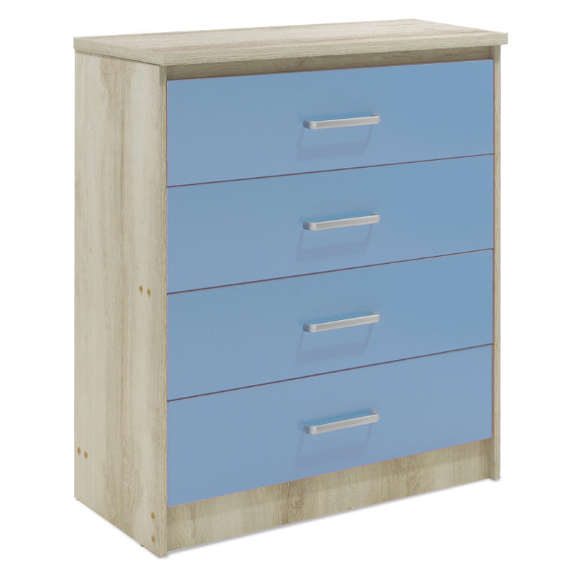 Comoda pentru copii cu 4 sertare Sertar Looney, castillo-albastru, 80x40x95 cm