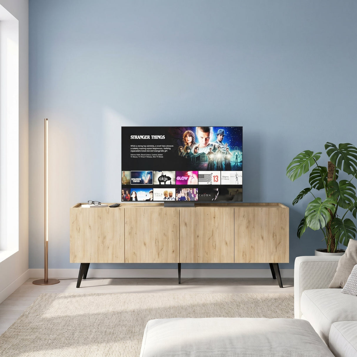 Comoda TV TVC-740-FF-1 Home Collection® Luna, Stejar, 180x63x42 cm
