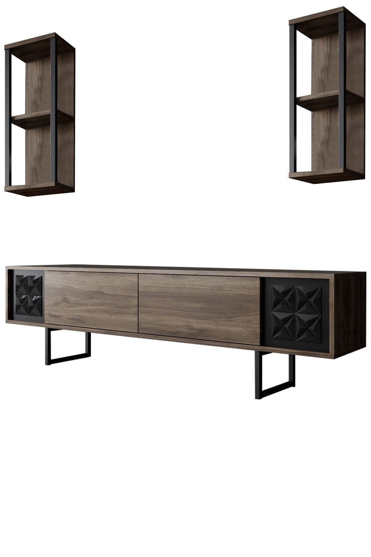 Comoda TV Black Line TV Stand Stylish, Gri, 180x30x18 cm - Nuc Negru