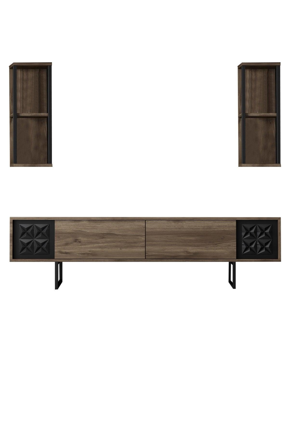 Comoda TV Black Line TV Stand Stylish, Gri, 180x30x18 cm - Nuc Negru