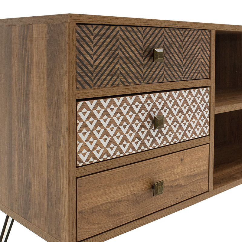 Comoda TV Boho, Nuc - Negru, 120x39x64 cm