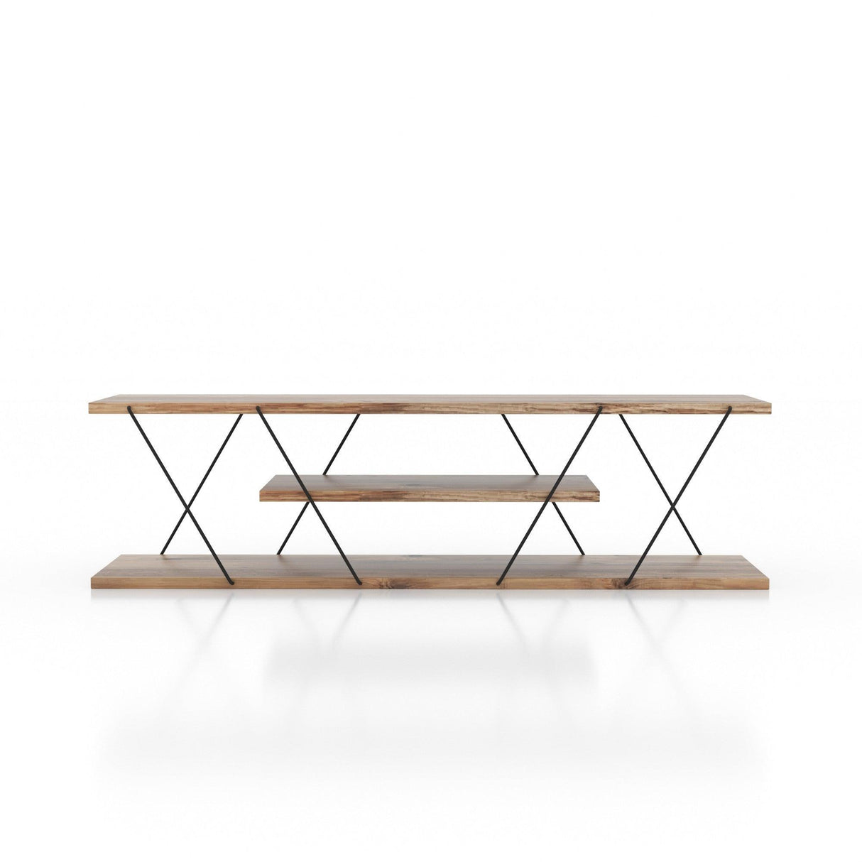 Comoda TV Canaz Negru-Walnut, Stejar - Galben, 120x33x33 cm - Negru