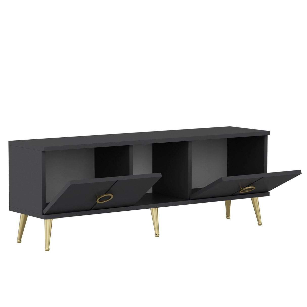 Comoda TV Cey - Anthracite, Gri, 45x30x120 cm