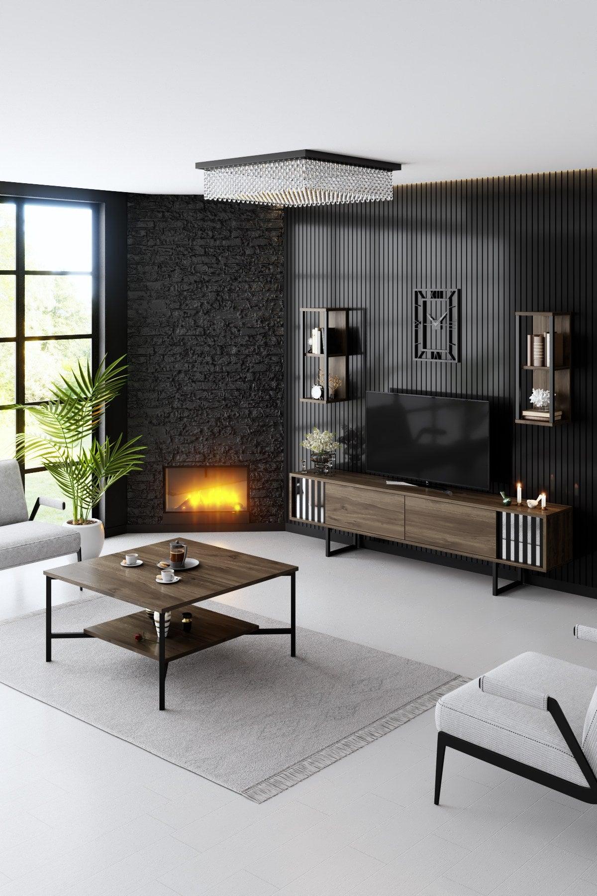 Comoda Tv Chrome Line Tv Stand Stylish, Gri, 180x30x18 cm - Maro