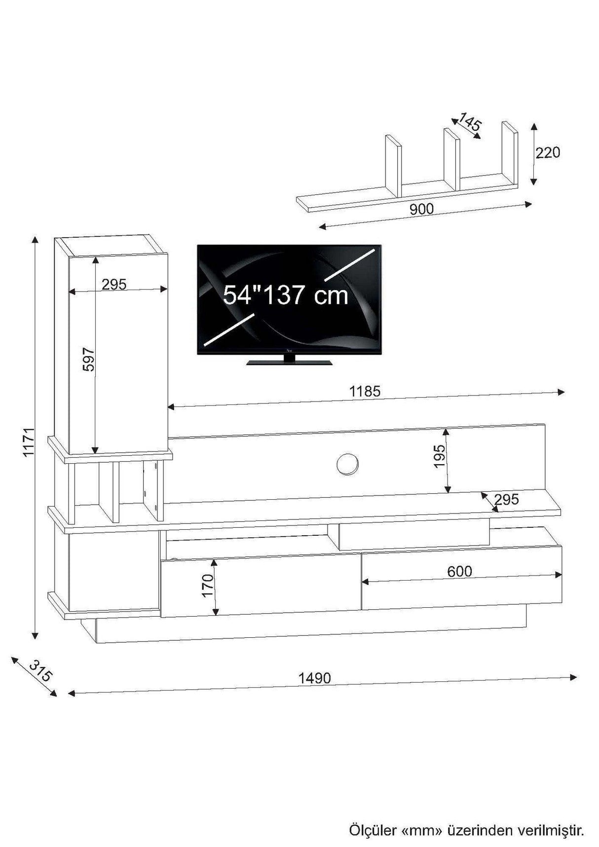 Comoda Tv Como - White, Cordoba, Alb, 118.5x31.5x17 cm