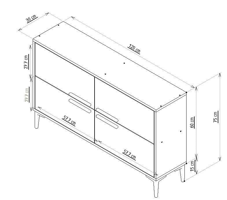 Comoda TV Ctn - Anthracite, Gri, 75x30x120 cm