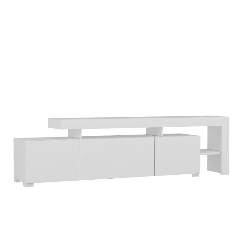 Comoda TV cu Led Beliz, Alb - Antracit - Nuc, 192x53x37 cm - Alb