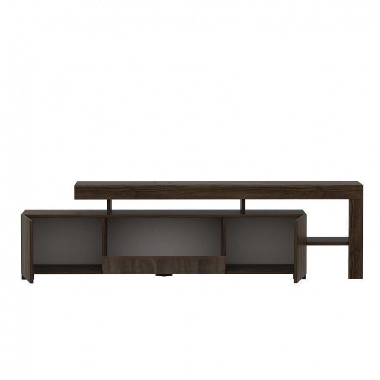 Comoda TV cu Led Beliz, Alb - Antracit - Nuc, 192x53x37 cm - Nuc