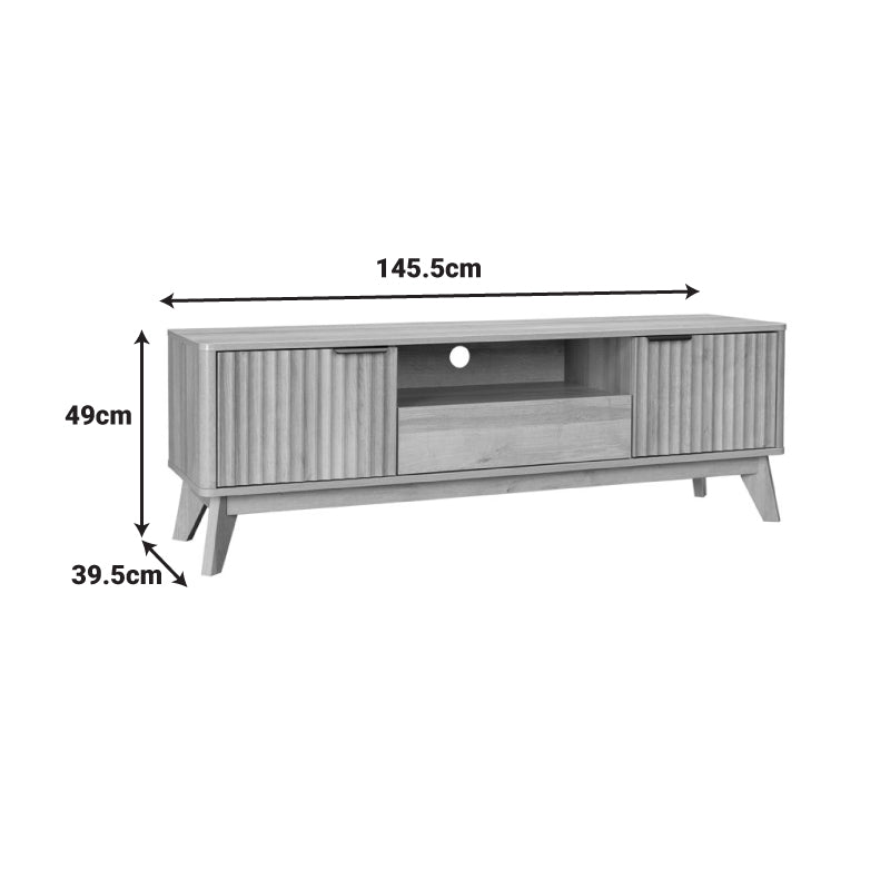 Comoda TV cu spatiu de depozitare Hamea, Natural, 145x39x49 cm