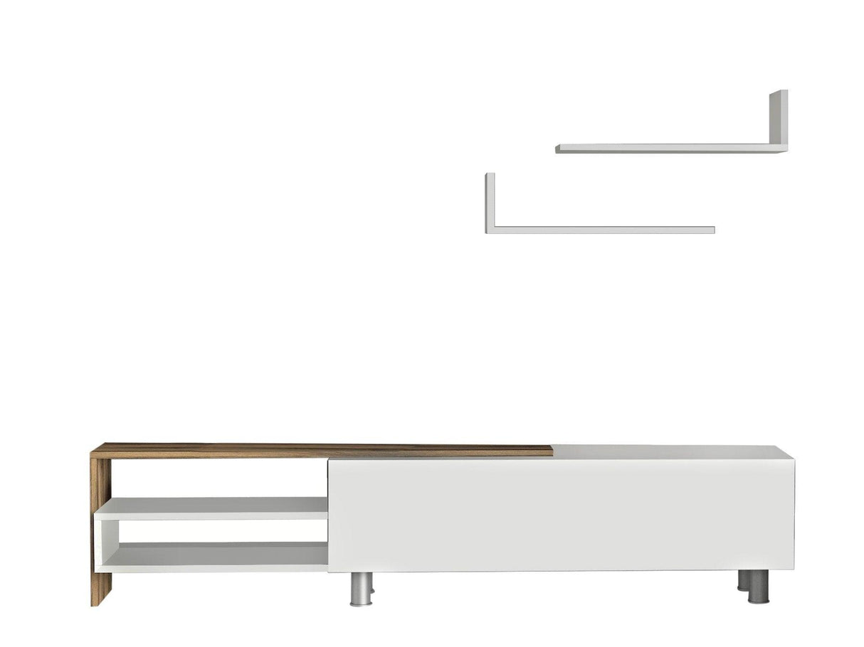 Comoda Tv Dizayn - White, Walnut, Alb, 180x41x31 cm