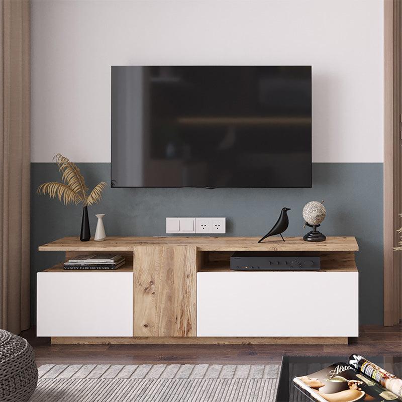 Comoda TV Elana, Alb - Antracit, 150x29x46 cm - Alb