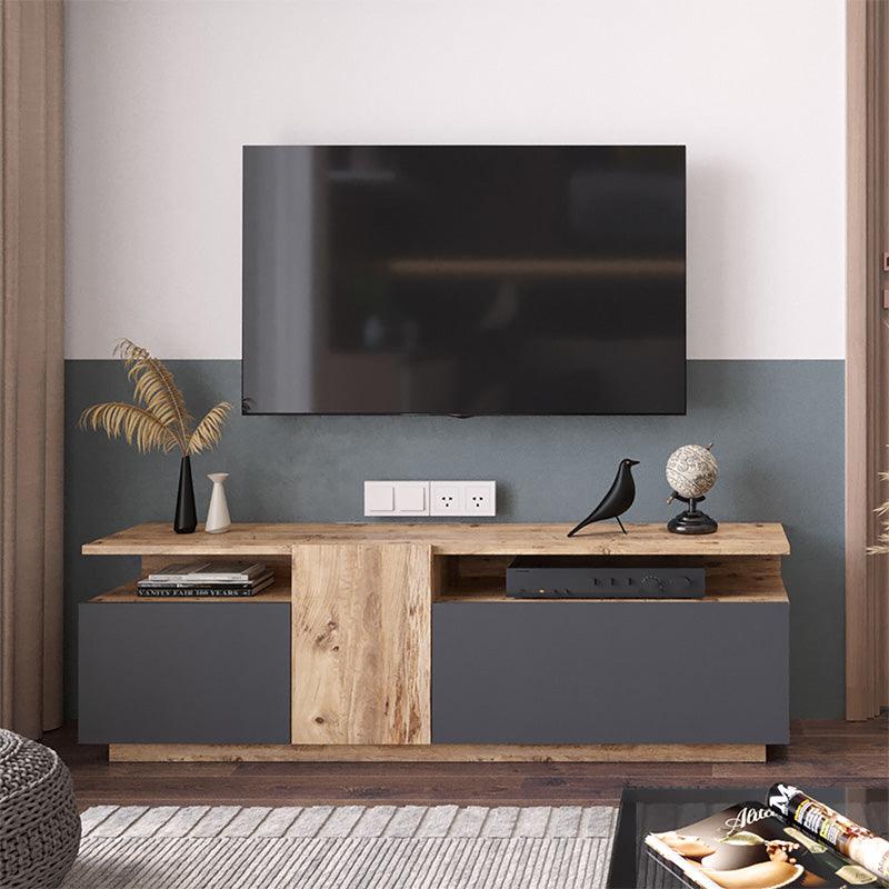 Comoda TV Elana, Alb - Antracit, 150x29x46 cm - Antracit