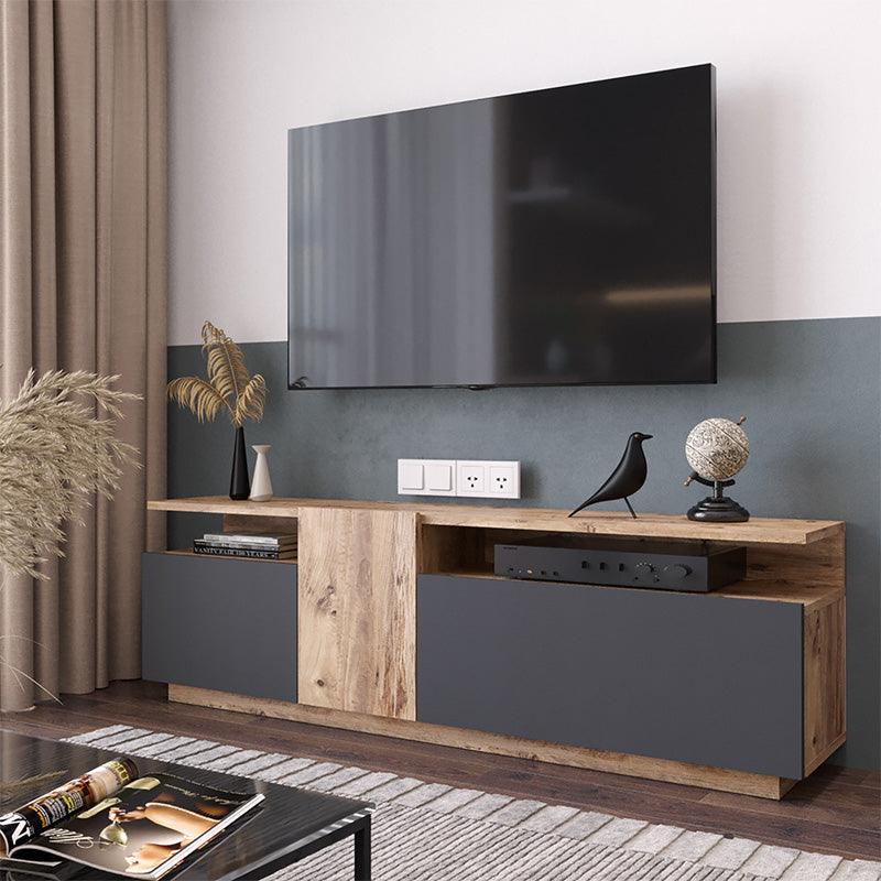 Comoda TV Elana, Alb - Antracit, 150x29x46 cm - Antracit