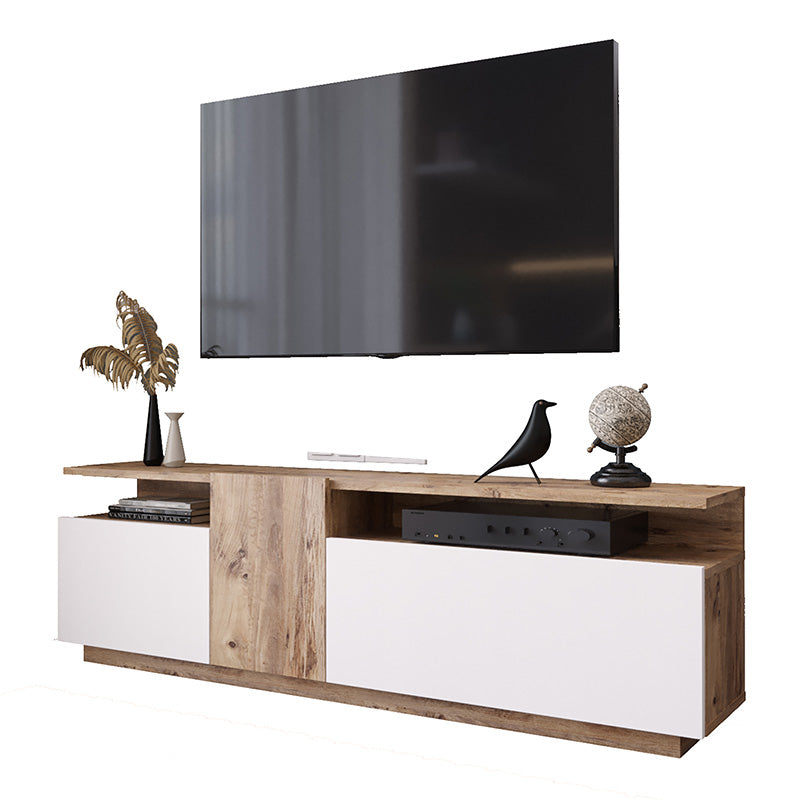 Comoda TV Elana, Alb - Antracit, 150x29x46 cm - Comoda TV Elana, Alb - Antracit, 150x29x46 cm