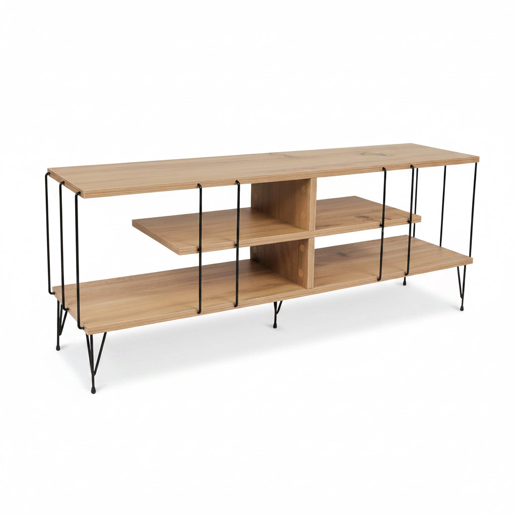 Comoda TV Eze, Crem - Alb - Maro - Gri, 120x45x30 cm - Crem